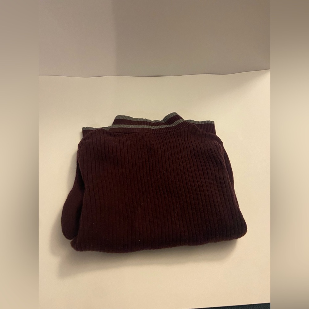 Aeropostale: Maroon and Grey Fitted Knitted Mockneck Long Sleeve